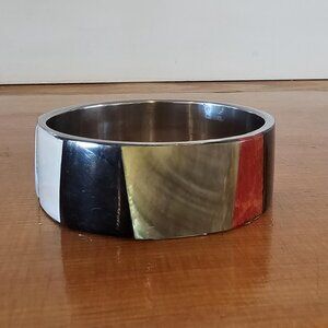 Vintage Inlay Cuff Bracelet Size 6.5
